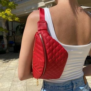 Imoshion red quilted Fanny pack / crossbody